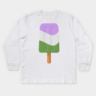 Cute Genderqueer Pride Flag Popsicle Kids Long Sleeve T-Shirt